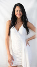 Lulus Primped to Perfection White Floral Burnout Chiffon Ruched Dress, Large by Vanessa Jane
