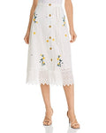 French Connection Embroidered Eyelet MIDI Skirt, Size 0 - White by Vanessa Jane