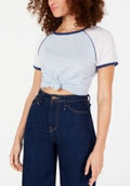 Ultra Flirt By Ikeddi Juniors Knot-Front Colorblock Baseball T-Shirt, Size XL by Vanessa Jane