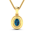 14K Yellow Gold London Blue Topaz Pendant with Diamonds by Fine Color Jewels