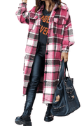 Long Plaid Flannel Shacket by The House of Stylez