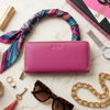 Large Zipper Wallet with Detachable Key Ring - Pink