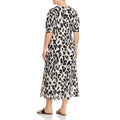 Lost Ink Womens Plus Puff Sleeve Animal Print MIDI Dress by Vanessa Jane