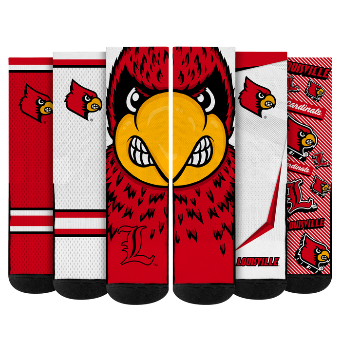 Louisville Cardinals - Super Fan Bundle 5-Pack by Rock 'Em Socks