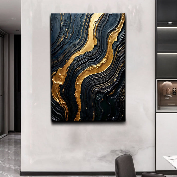 Modern Golden Lave Flow Wall Art by Tailored Canvases