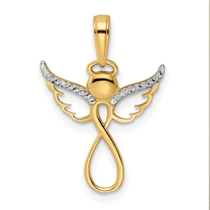 14K Gold Infinity Guardian Angel Pendant by Fine Color Jewels
