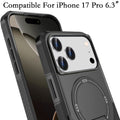 Magnetic Circle Rugged Grip Kickstand Case with Tempered Glass for iPhone 17 Pro Black by Merch Section