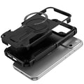 Magnetic Circle Rugged Grip Kickstand Case with Tempered Glass for iPhone 17 Pro Black by Merch Section
