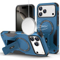 Magnetic Circle Rugged Grip Kickstand Case with Tempered Glass for iPhone 17 Pro Black by Merch Section