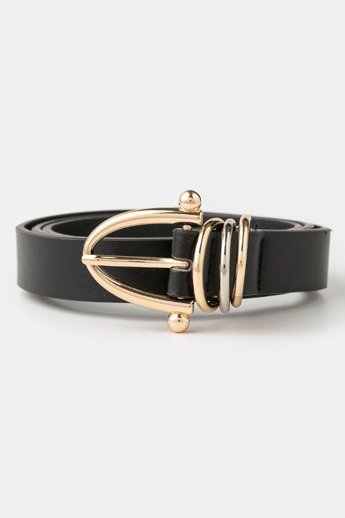 Triple Ring Vegan Leather Belt by Boutique 23