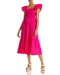 Aqua Smocked MIDI Dress by Vanessa Jane