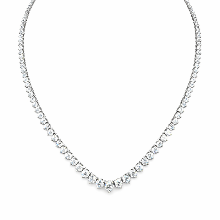 14K White Gold Lab Grown Diamond Riviera Necklace by Fine Color Jewels