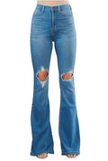 {MP1824} Exposed Knee Wide Jeans -33" inseam by The House of Stylez