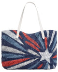 International Concepts Patriotic Tropical Star Straw Tote Blue by Vanessa Jane