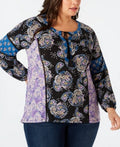 Style and Co Plus Size Paisley-Print Peasant Blouse by Vanessa Jane