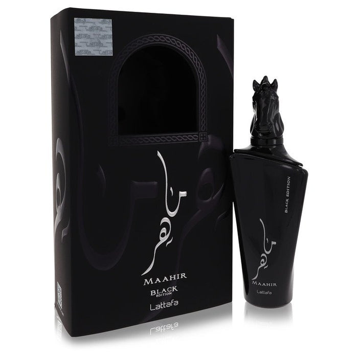 Maahir Black Edition by Lattafa Eau De Parfum Spray (Unisex) 3.4 oz for Women by Avera Group