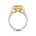 3.5Cttw Oval Shaped Yellow Lab Grown Diamond (F/VS) Bold Accented Statement Halo Engagement Ring 14K Gold by Fine Color Jewels