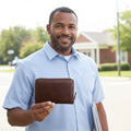 Cambridge Full-Grain Leather Double-Zip Travel Organizer Wallet by MiamiLeathers.com
