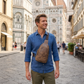 Crazy Horse Leather Compact Sling Bag for Men by MiamiLeathers.com