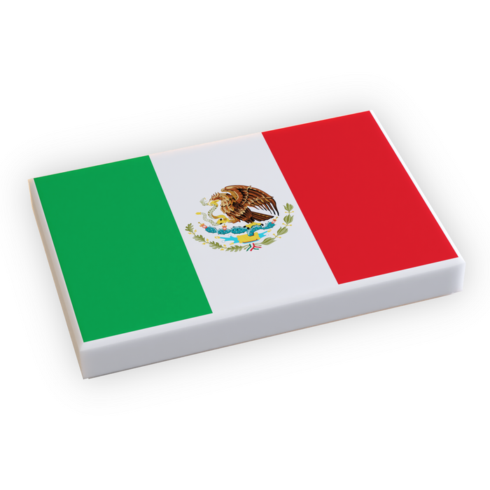 Mexico Flag (2x3 Tile) made using LEGO part by B3 Customs