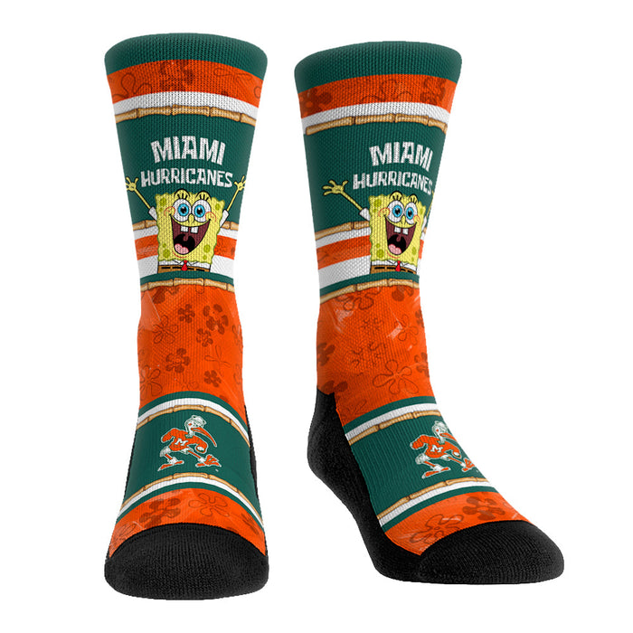 Miami Hurricanes - SpongeBob SquarePants Tiki Stripe by Rock 'Em Socks