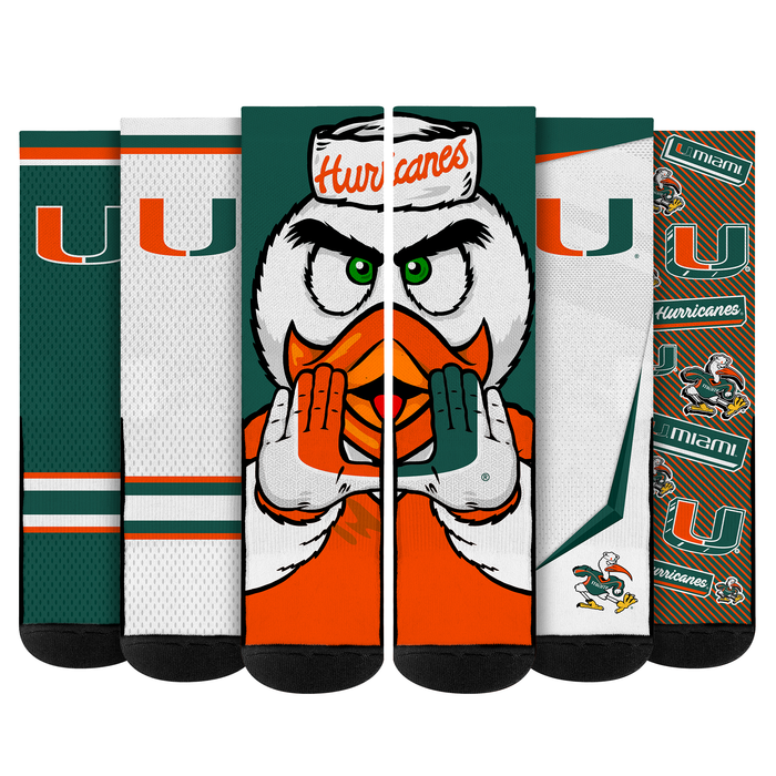 Miami Hurricanes - Super Fan Bundle 5-Pack by Rock 'Em Socks
