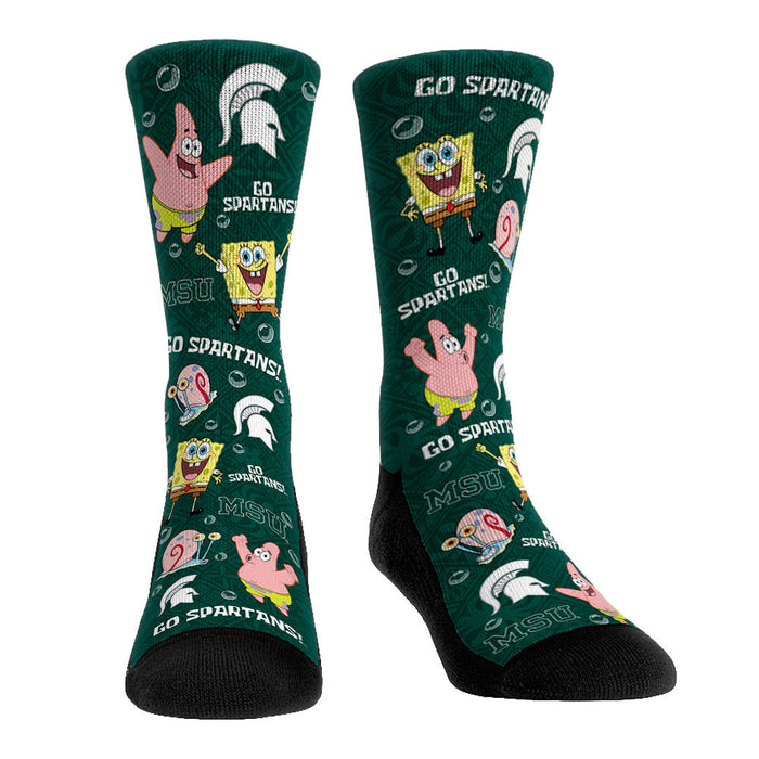 Michigan State Spartans - SpongeBob SquarePants Characters All-Over by Rock 'Em Socks