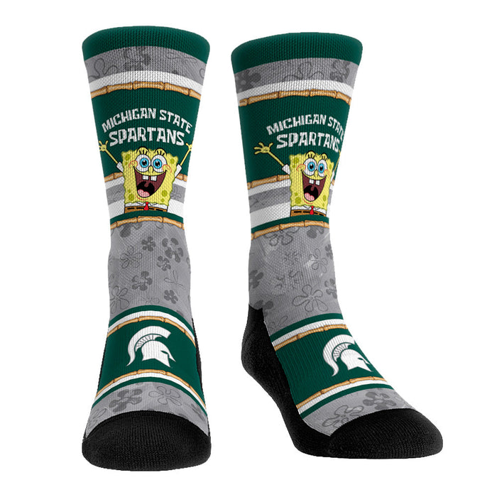 Michigan State Spartans - SpongeBob SquarePants Tiki Stripe by Rock 'Em Socks