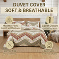 DaDa Bedding Cranberry Sage Floral Chevron Duvet Cover Set by DaDalogy Bedding Collection