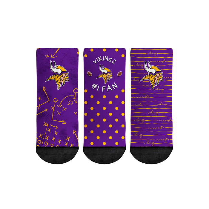 Minnesota Vikings - Number 1 Fan 3-Pack (Toddler) by Rock 'Em Socks