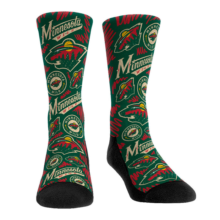 Minnesota Wild - Logo Sketch by Rock 'Em Socks
