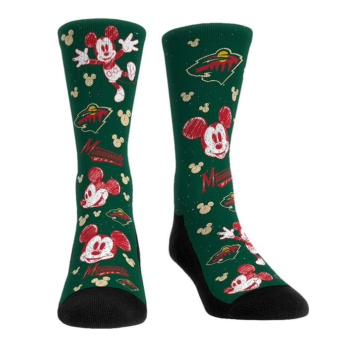 Minnesota Wild - Disney - Mickey Sketch by Rock 'Em Socks