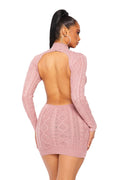 Mock Neck Back Out Sweater Dress by The House of Stylez