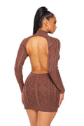 Mock Neck Back Out Sweater Dress by The House of Stylez
