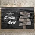 Direction Of Our Lives Family Farm Names Sign by Tailored Canvases