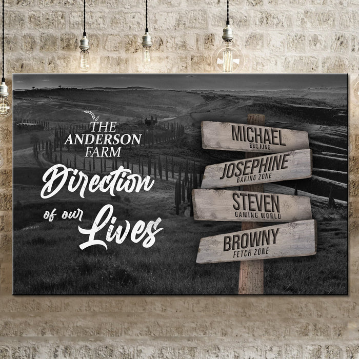 Direction Of Our Lives Family Farm Names Sign by Tailored Canvases