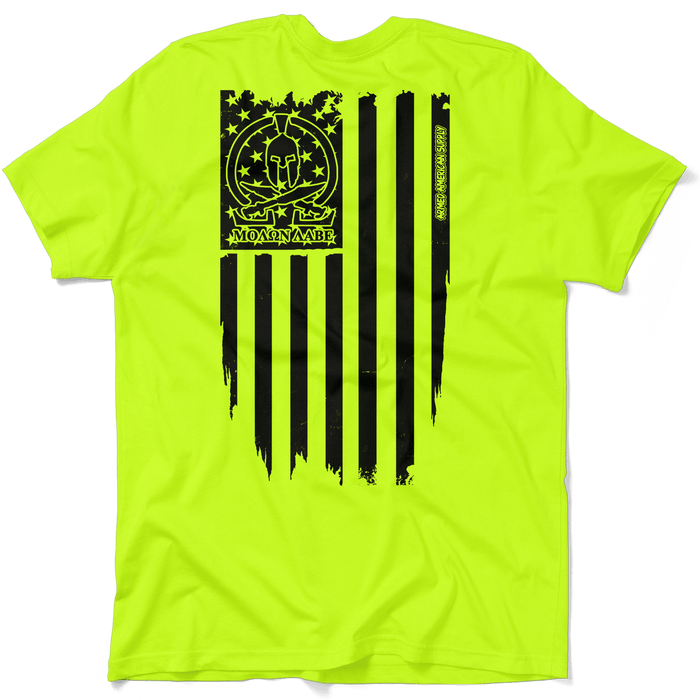 Molon Labe Ghost Flag - Safety Yellow T-Shirt by Armed American Supply