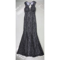 Morgan and Co Womens Scalloped Lace Gown Dress, Blue, 1/2 by Vanessa Jane