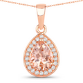 14K Rose Gold Morganite Teardrop Necklace by Fine Color Jewels