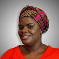 Kente African Head Wraps (Brown & Red) by Duma Mbili LLC