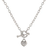 Avera Toggle Pave Heart Necklace in Polished Silver