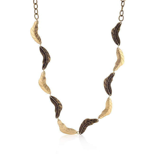 Vintage Leaf Two-tone Finish Necklace by Avera Group
