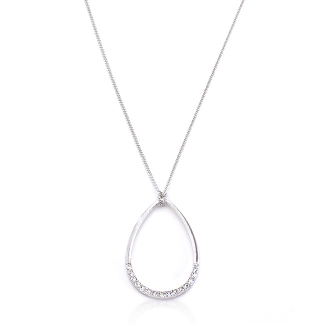 Avera Jewelry Crystal Teardrop Necklace Elegant Silver Pendant by Avera Group