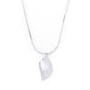 Avera Crystal Leaf Necklace in Polished Silver