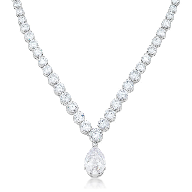 Bejeweled Cubic Zirconia Pear Drop Necklace by Avera Group