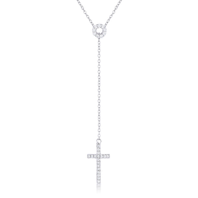 Miranda 0.3ct CZ Classic Lariat Cross Necklace by Avera Group