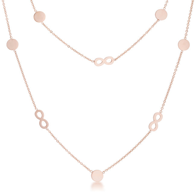 Krystal Stainless Steel Infinity Station Layer Necklace by Avera Group