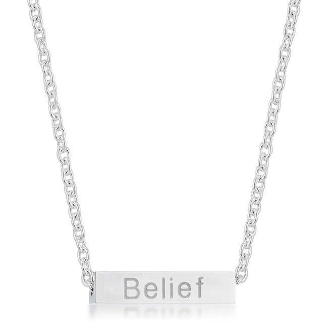 Luck Stainless Steel Bar Script Necklace by Avera Group