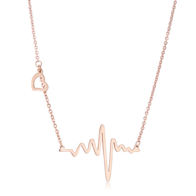 High Polish Stainless Steel Heartbeat Necklace by Avera Group