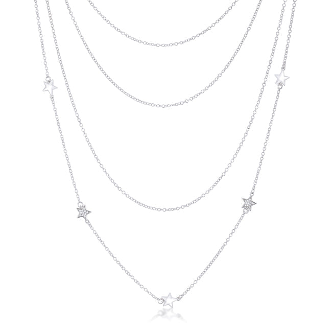 Multi-Chain Star Necklace with CZ by Avera Group
